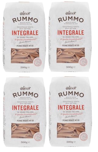 4er-Pack Rummo Pasta Integrale Penne Rigate N°66,Vollkornnudeln Nudeln Vollkorn Italienische Pasta 500g von Rummo