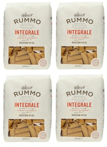 4er-Pack Rummo Pasta Integrale Rigatoni N°50,Vollkornnudeln Nudeln Vollkorn Italienische Pasta 500g von Rummo