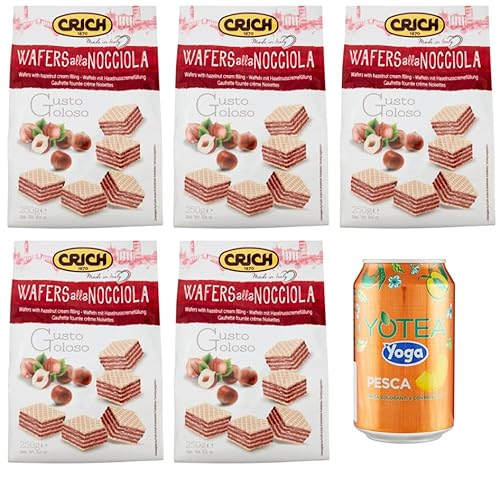Rummo 5er-Pack Crich Wafers con Crema alla Nocciola,Waffel mit Haselnusscreme,Süße Snack Kekse 250g Beutel + 1er-Pack Kostenlos Yoga Eistee Pfirsich 330ml Dose Rummo 5er-Pack Crich Wafers con Crema alla Nocciola,Waffel mit Haselnusscreme,Süße Snack Kekse 250g Beutel + 1er-Pack Kostenlos Yoga Eistee Pfirsich 330ml Dose von Rummo