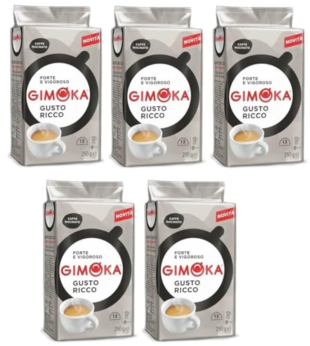 5er-Pack Gimoka Kaffee Ricco Caffè Macinato,Gemahlener Kaffee 250g von Rummo