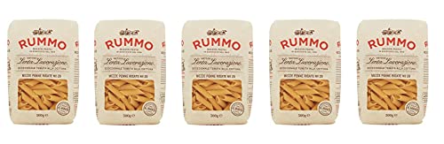 5x Rummo Mezze Penne Rigate N°28 Pasta Lenta Lavorazione Teigwaren aus Hartweizengrieß Bronze-Zeichnung 500g von Rummo