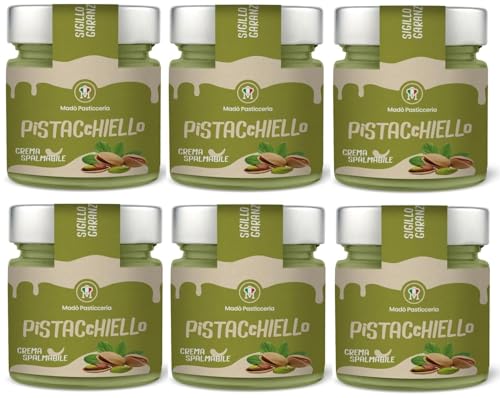 6er-Pack MADÒ PASTICCERIA Pistacchiello,Crema al Pistacchio Spalmabile Artigianale,Handwerkliche Streichfähige Creme mit Pistaziengeschmack 200g Glas 6er-Pack MADÒ PASTICCERIA Pistacchiello,Crema al Pistacchio Spalmabile Artigianale,Handwerkliche Streichfähige Creme mit Pistaziengeschmack 200g Glas von Rummo