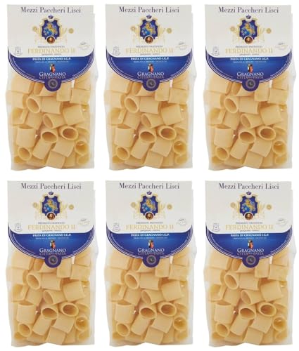 6er-Pack Pastificio Ferdinando II Mezzi Paccheri Lisci Pasta di Gragnano I.G.P.,Nudeln aus Hartweizengrieß 500g 6er-Pack Pastificio Ferdinando II Mezzi Paccheri Lisci Pasta di Gragnano I.G.P.,Nudeln aus Hartweizengrieß 500g von Rummo