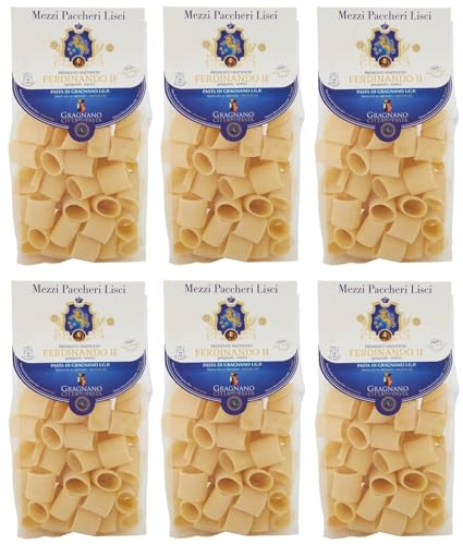 6er-Pack Pastificio Ferdinando II Mezzi Paccheri Lisci Pasta di Gragnano I.G.P.,Nudeln aus Hartweizengrieß 500g von Rummo