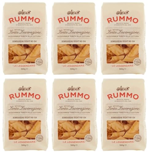 6er-Pack Rummo Pasta Bombardini Rigati N°154,Italienische Nudeln aus Hartweizengrieß,Italienische Pasta 500g von Rummo