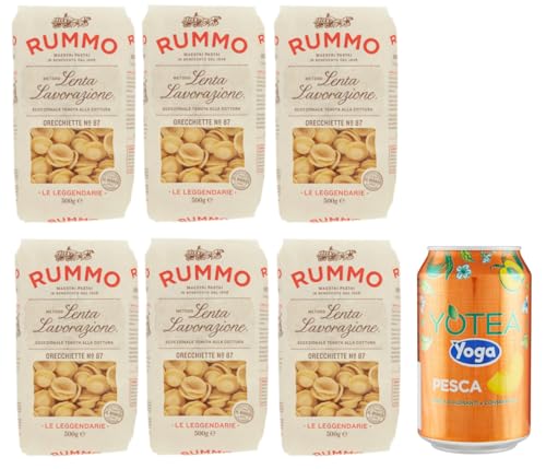 6er-Pack Rummo Pasta Orecchiette N°87,Italienische Nudeln aus Hartweizengrieß,500g + 1er-Pack Kostenlos Yoga Eistee Pfirsich 330ml Dose von Rummo