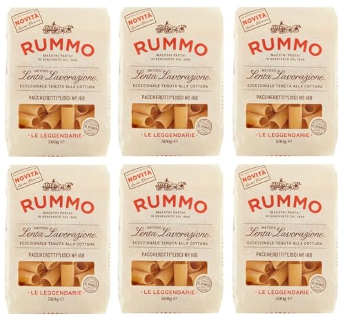 6er-Pack Rummo Pasta Paccherotti Lisci N°168,Italienische Nudeln aus Hartweizengrieß,Italienische Pasta 500g von Rummo