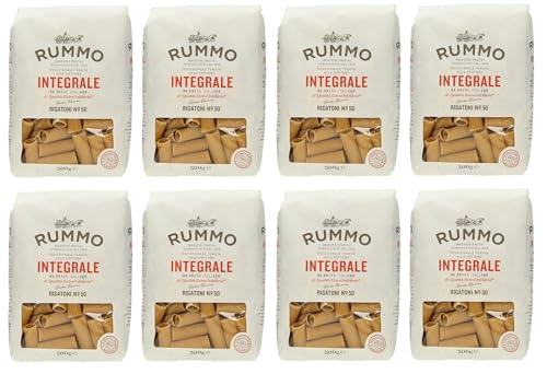 8er-Pack Rummo Pasta Integrale Rigatoni N°50,Vollkornnudeln Nudeln Vollkorn Italienische Pasta 500g von Rummo