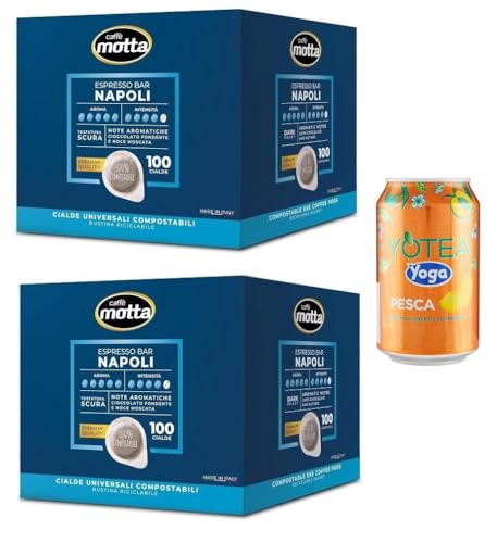 Rummo 2er-Pack CAFFÈ MOTTA ESE 44 mm 100 Kaffeepads,Neue Espresso Bar Napoli-Mischung,kompostierbaren Kaffee Pads + 1er-Pack Kostenlos Yoga Eistee Pfirsich 330ml Dose Rummo 2er-Pack CAFFÈ MOTTA ESE 44 mm 100 Kaffeepads,Neue Espresso Bar Napoli-Mischung,kompostierbaren Kaffee Pads + 1er-Pack Kostenlos Yoga Eistee Pfirsich 330ml Dose von Rummo