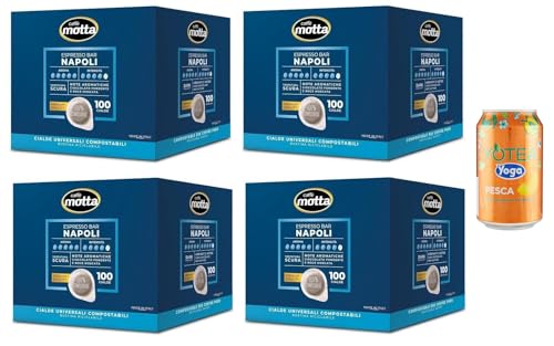 Rummo 4er-Pack CAFFÈ MOTTA ESE 44 mm 100 Kaffeepads,Neue Espresso Bar Napoli-Mischung,kompostierbaren Kaffee Pads + 1er-Pack Kostenlos Yoga Eistee Pfirsich 330ml Dose Rummo 4er-Pack CAFFÈ MOTTA ESE 44 mm 100 Kaffeepads,Neue Espresso Bar Napoli-Mischung,kompostierbaren Kaffee Pads + 1er-Pack Kostenlos Yoga Eistee Pfirsich 330ml Dose von Rummo