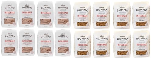 Rummo Vollkornpaste Probierpackung 8 Stifte Rigate + 8 x Fusilli italienische Pasta (16 x 500 g) von Rummo