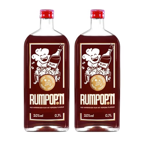 Rumpop'n 2x 700ml (20% Vol.) - Popcorn-Geschmack - Echter karibischer Rum, Original-Aromen aus Guyana, Barbados und Jamaika - glutenfrei, vegan, handgemacht von Rumpop´n