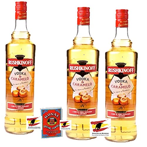 3x 1l Rushkinoff Vodka & Karamell Caramelo aus Mallorca + Backpulver 14g von Rushkinoff