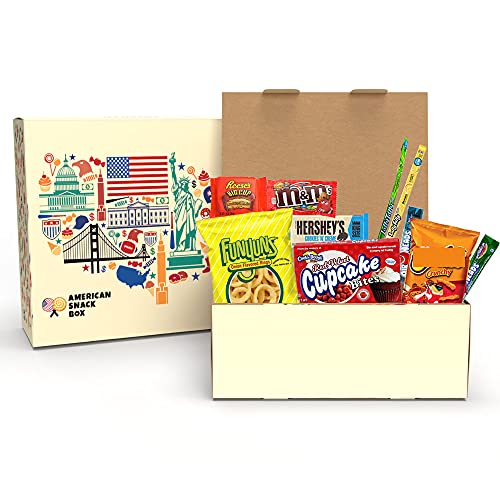 USA Süßigkeiten & Snack Box - 10 Knabberartikel | bunte Mischung aus importierten typischen amerikanischen Süßigkeiten und Snacks (MIt Geschenkbox) von Russian-Box