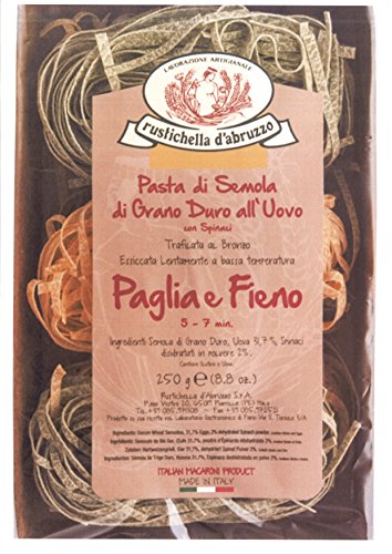 Rustichella d'Abruzzo Fettuccine Paglia e Fieno, Bandnudeln, grün & gelb 250 gr. von Rustichella d'Abruzzo