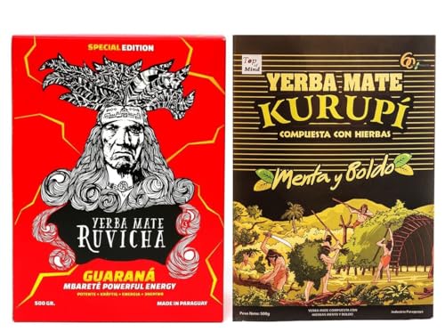 Yerba Mate-Tee Set fur Zwei●Ruvicha Guarana Mate-Tee 500g●mit Guarana-Pulver und Extract●Kurupi Menta-Boldo Mate-Tee 500g●mit Minze und Boldo ●Insgesamt 1kg Paraguayische Elaborada●lose Blätter Yerba Mate-Tee Set fur Zwei●Ruvicha Guarana Mate-Tee 500g●mit Guarana-Pulver und Extract●Kurupi Menta-Boldo Mate-Tee 500g●mit Minze und Boldo ●Insgesamt 1kg Paraguayische Elaborada●lose Blätter von Ruvicha