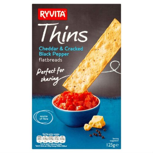 Ryvita Cheddar & Black Pepper Thins, 125 g, 8 Stück von Ryvita