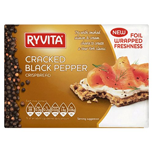 Ryvita Cracked Black Pepper Crispbread 200g - Knäckebrot mit gebrochenen schwarzem Pfeffer von Ryvita