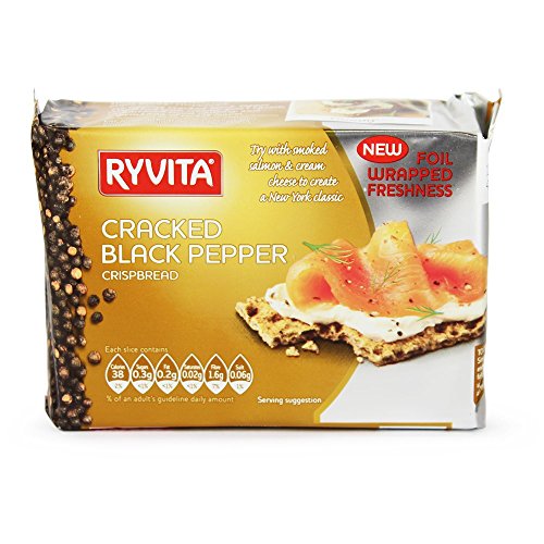 Ryvita Cracked Black Pepper Crispbread 200g - Knäckebrot mit gebrochenen schwarzem Pfeffer von Ryvita