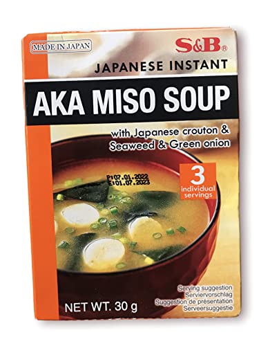 S&B Japanische Instant Aka Miso Suppe mit Wakame Algen 30g (3Portionen) von S&B