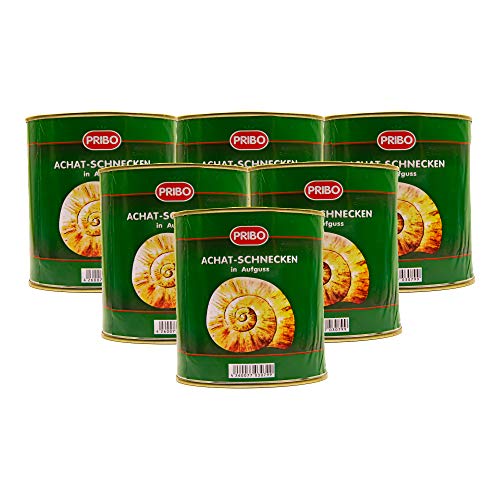 Food-United Achat-Schnecken 6 Dosen Füllmenge 800g ATG 455g, 2,5g pro Schnecke, 144 Stück, 12 Duzend, im neutralen Aufguss, zart und aromareich für Gourmets von S.Mile GmbH