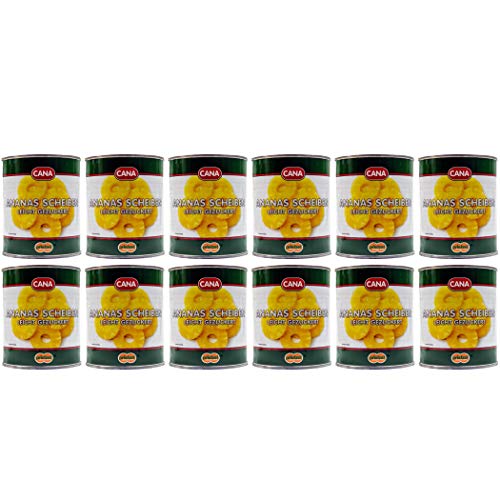 Food-United Ananas Scheiben Ringe leicht gezuckert 12 Dosen Füllmenge 825g ATG 490g süß-säuerlich und fruchtig, zart und bissfest Top Produkt aus Thailand reif geerntet (12 Dosen) von S.Mile GmbH
