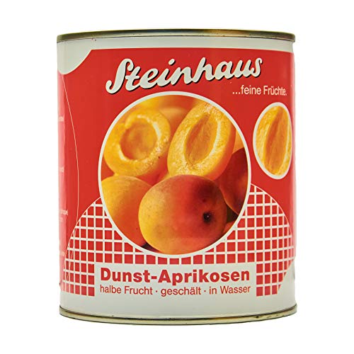 Food-United Dunst-Obst APRIKOSEN-HÄLFTEN Füllmenge 800g ATG 480g eingelegte Obst-Konserve-Dose für Aprikosen-Konfitüre-Marmelade-Joghurt-Torten-Kuchen nur 3 natürliche Zutaten von S.Mile GmbH
