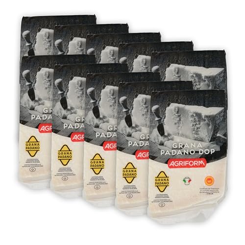 Food-United GRANA PADANO 10x930g formaggio-italiano-Hartkäse DOP Italienischer-Käse am Stück über 10 Monate gereift mit g.U.-Siegel zum Reiben würzig aromatisch von S.Mile GmbH