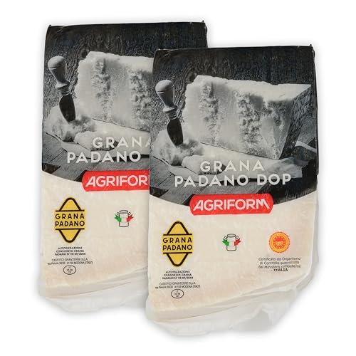 Food-United GRANA PADANO 2x930g formaggio-italiano-Hartkäse DOP Italienischer-Käse am Stück über 10 Monate gereift mit g.U.-Siegel zum Reiben würzig aromatisch von S.Mile GmbH