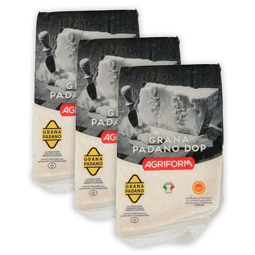 Food-United GRANA PADANO 3x930g formaggio-italiano-Hartkäse DOP Italienischer-Käse am Stück über 10 Monate gereift mit g.U.-Siegel zum Reiben würzig aromatisch von S.Mile GmbH