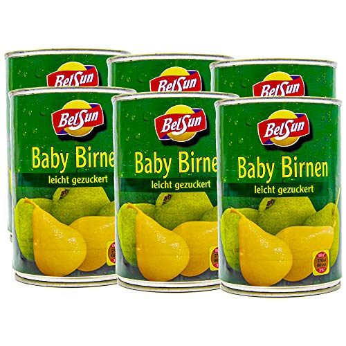 Food-United Ganze Baby Birnen leicht gezuckert 6 Dosen Füllmenge 425g ATG 200g geschält in Spanien sonnenverwöhnt zart und bissfest volles Aroma Top Qualität Sommerfrüchte (6 Dosen) von S.Mile GmbH