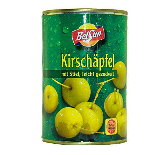 Food-United KIRSCH-APFEL-ÄPFEL mit Stiel 1 Dose Füllmenge 425g ATG 213g eingelegte Obst-Konserve- Beerenäpfel-cherry-apple zum Dekorieren von Desserts Torten erfrischend von S.Mile GmbH