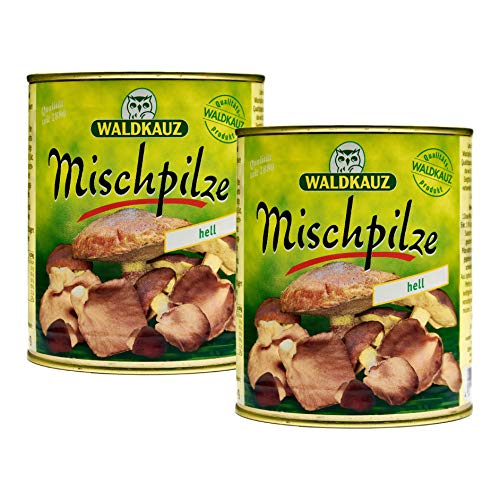 Food-United MISCHPILZE Hell 2 Dosen Füllmenge 800g ATG 455g eingelegte-Wild-Austern-Shiitake-Butter-Speise-Pilze-Konserve leicht vorgesalzen aromatisch für Pasta Soßen Pilzpfannen von S.Mile GmbH
