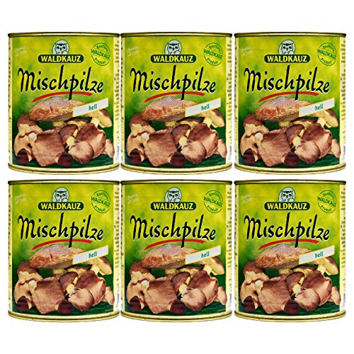 Food-United MISCHPILZE Hell 6 Dosen Füllmenge 800g ATG 455g eingelegte-Wild-Austern-Shiitake-Butter-Speise-Pilze-Konserve leicht vorgesalzen aromatisch für Pasta Soßen Pilzpfannen von S.Mile GmbH
