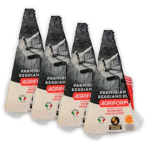 Food-United PARMIGIANO REGGIANO DOP Italienischer- formaggio-italiano-Hartkäse 4x 0,2 KG original am Stück über 18 Monate gereift zum Reiben würzig aromatisch von S.Mile GmbH