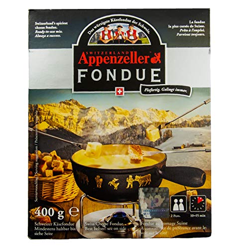 Food-United Schweizer-Käse Appenzeller-Fondue-Käse 2x 400g Swiss Schweizer Käsefondue mit Appenzeller für Fondue-Topf oder Caquelon cremig fein-herb zart-schmelzend von S.Mile GmbH