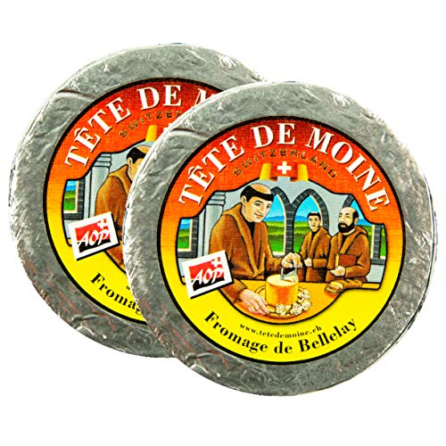 Food-United TETE DE MOINE AOC-AOP Schweizer Mönchskopf-Käse-Laib 2x 800g Swiss-Girolle Monks-Head-Cheese Berner Jura Halb-Fester-Schnittkäse blumig-würzig original g.U. Siegel von S.Mile GmbH