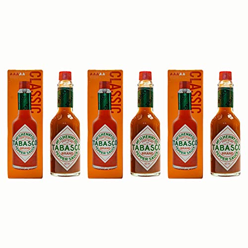 Food-United Tabasco Pepper Sauce Soße 3 Glasflaschen 60ml original fruchtig scharf nur 3 natürliche Zutaten keine Konservierungsstoffe ohne zusätzliche Aromen 3 Jahre in Holzfässern gereift von S.Mile GmbH