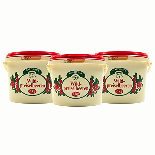 Food-United Wild-Preiselbeeren 6000g köstlich herb fruchtig-sauer würzig süß Wild-Fleisch-Gerichte Camembert Kuchen Konfitüre schonend veredelt handgesammelt Wildfrucht von S.Mile GmbH