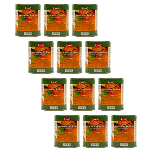 Food-United türkische Mandarin-Orangen geschält ohne Kerne leicht gezuckert in Sirup 12 Dosen Füllm 800g ATG 480g Ring-Pull-Verschluss intensiv komplexes Aroma gleichmäßige ganze Segmente (12 Dosen) von S.Mile GmbH