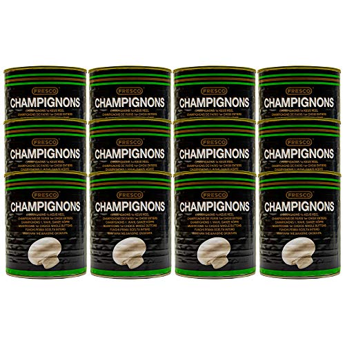 Food-United weiße Champignons Mini Köpfe ganz 12 Dosen Füllmenge 800g ATG 460g gekocht tolles Champignon-Aroma keine Zusätze ohne Konservierungsstoffe 1. Wahl Premium Qualität ohne Aroma-Zusätze von S.Mile GmbH