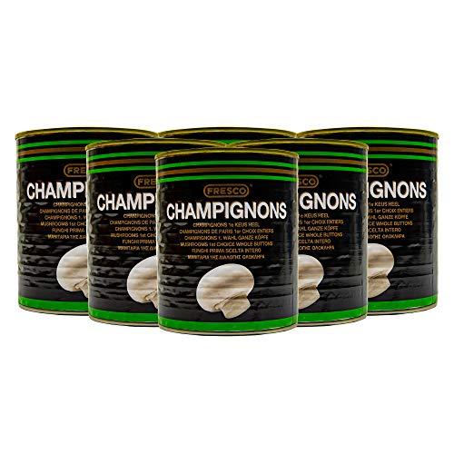 Food-United weiße Champignons ganze Köpfe 6 Dosen Füllmenge 800g ATG 460g gekocht tolles Champignon-Aroma keine Zusätze ohne Konservierungsstoffe 1. Wahl Premium Qualität ohne Aroma-Zusätze von S.Mile GmbH