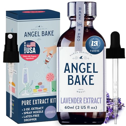 PURE bulgarischer Lavendel-Aroma-Extrakt zum Backen und Mixologie. 100 % natürlich. Keto-freundlich, vegan, glutenfrei, gentechnikfrei. (Lavendel, 57 ml mit Pipette + Sprüher) von SAENA BAKING CO