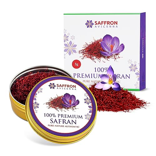 Safran Fäden - Premium rubinroter Safran 3 Gram - höchste Qualitätsstufe (Super Negin) - aromatisch und würzig. von SAFFRON AVICENNA
