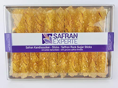 Safran Kandiszucker aus Safransirup 3 Dosen (je 19 Sticks) Saffron Rock Sugar von SAFRAN EXPERTE