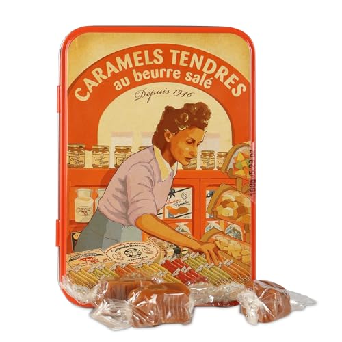 La Maison d'Armorine, Caramels Tendres, Karamellbonbon mit gesalzener Butter in Emaille-Dose, aus der Bretagne, 150 g von SALIDOU