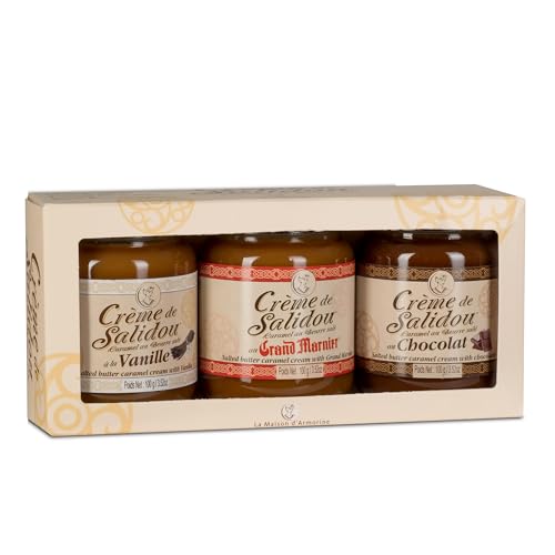 La Maison d'Armorine, Probierpaket Crème de Saldiou, Karamellcreme mit gesalzener Butter, aus Frankreich, 3 x 100 g von Salidou