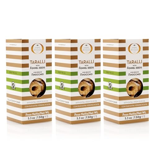 SALUMI PASINI IL GUSTO DELL'ECCELLENZA Fenchelsamen Taralli | 3 Packungen apulische Taralli | mit Wildfenchelsamen | 3 x 150g Box SALUMI PASINI IL GUSTO DELL'ECCELLENZA Fenchelsamen Taralli | 3 Packungen apulische Taralli | mit Wildfenchelsamen | 3 x 150g Box von Salumi Pasini