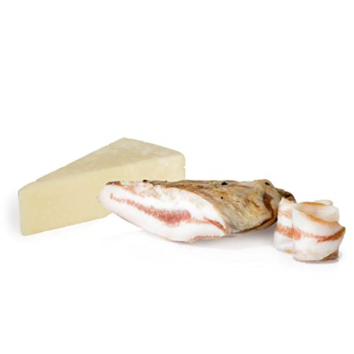 Spar-Set Degustazione Romana Salumi Pasini® | Traditionelle italienische Produkte | 1 Stück Guanciale vakuumverpackt 250g und Pecorino Romano DOP 250g von Salumi Pasini