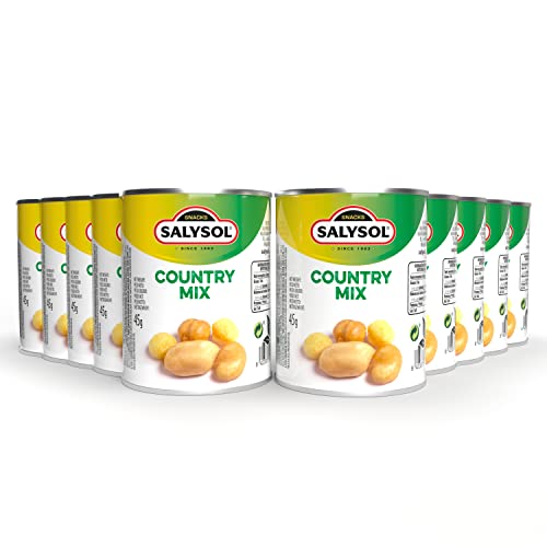 SALYSOL | Leckerer Country Mix Crunchy Flavour 10x45gr (Erdnüsse, Bohnen, Kichererbsen, Maiskörner und Sonnenblumenöl) Vakuumverpackte gesunde Snacks Süßer Geschmack Süßes Protein von SALYSOL